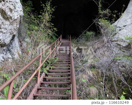 暗い洞窟へ続く階段 暗い洞窟へ続く階段 116610249
