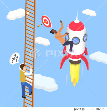 3D Isometric Flat Vector Illustration of Career Ladder, Business Success, Accomplishment and Development 3D Isometric Flat Vector Illustration of Career Ladder, Business Success, Accomplishment and Development 116610293