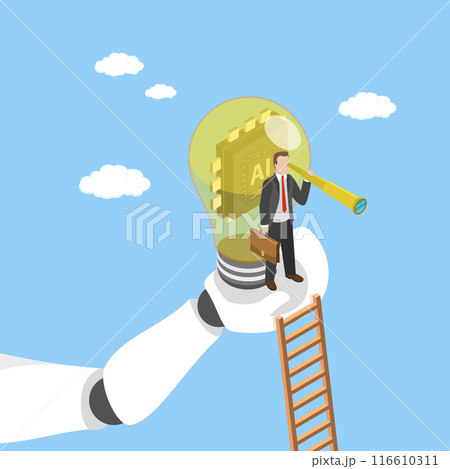 3D Isometric Flat Vector Illustration of Artificial Intelligence Businessman, AI Technology Opportunities 3D Isometric Flat Vector Illustration of Artificial Intelligence Businessman, AI Technology Opportunities 116610311