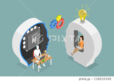 3D Isometric Flat Vector Illustration of AI Prompt Engineering, Seamless Digital Communication 3D Isometric Flat Vector Illustration of AI Prompt Engineering, Seamless Digital Communication 116610348