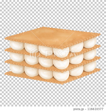 Sweet dessert S'more made of crispy cookies and marshmallows. A dish made over a campfire. A delicacy made from simple ingredients for home tea parties and parties. Isolated digital illustration Sweet dessert S'more made of crispy cookies and marshmallows. A dish made over a campfire. A delicacy made from simple ingredients for home tea parties and parties. Isolated digital illustration 116610377