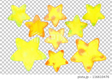 水彩畫的各種星星插圖 水彩畫的各種星星插圖 116610476