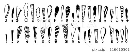 Monochrome exclamation marks sketch icons in vector format 116610501