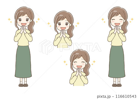 私服の女性が両手を組んで目を輝かせている 116610543