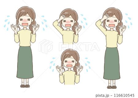 私服を着た女性が暑がっている 私服を着た女性が暑がっている 116610545