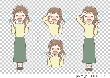 一個穿著休閒衣服的女人感覺很熱 116610545