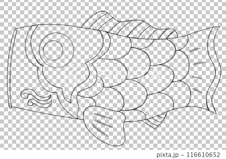 Simple carp streamer coloring book illustration Simple carp streamer coloring book illustration 116610652