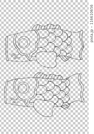 Simple carp streamer coloring book illustration Simple carp streamer coloring book illustration 116610656