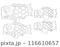 シンプルな鯉のぼりの塗り絵イラスト 116610657