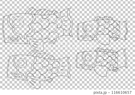 Simple carp streamer coloring book illustration 116610657