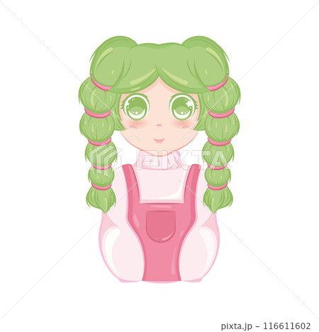 Cute kawaii girl cartoon character Vector illustration 116611602