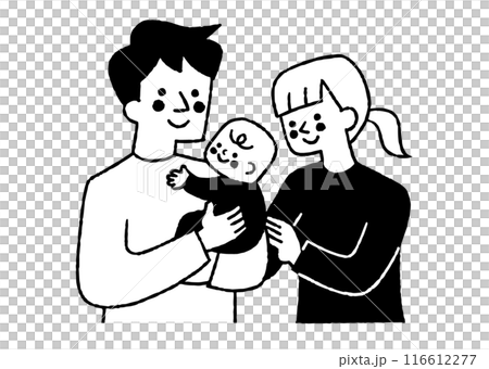 父親抱著嬰兒，母親擁抱_2 116612277