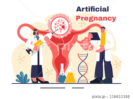 Artificial Pregnancy Vector Illustration with Couple After Successful Embryo Engraftment and Reproductive Health in a Flat Cartoon Background Artificial Pregnancy Vector Illustration with Couple After Successful Embryo Engraftment and Reproductive Health in a Flat Cartoon Background 116612388