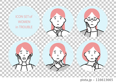 Icon set of a troubled woman 116613665