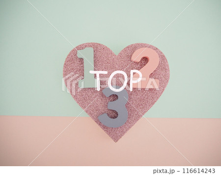 ハートにトップ3の文字　123の数字 116614243