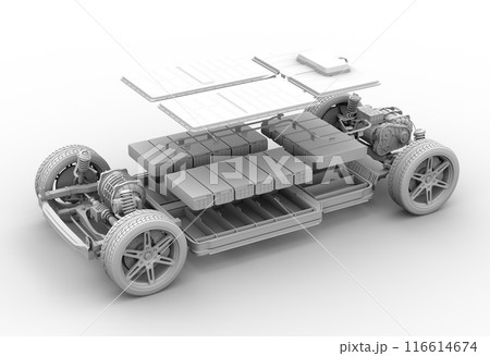 電気自動車用のプラットフォーム構造のクレイレンダリングイメージ 116614674