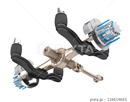 白バックにトラックのエアサス、ブレーキシステムのテクニカルイラスト 白バックにトラックのエアサス、ブレーキシステムのテクニカルイラスト 116614683