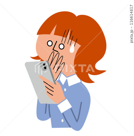 スマホを見てショックを受ける女生 116614817