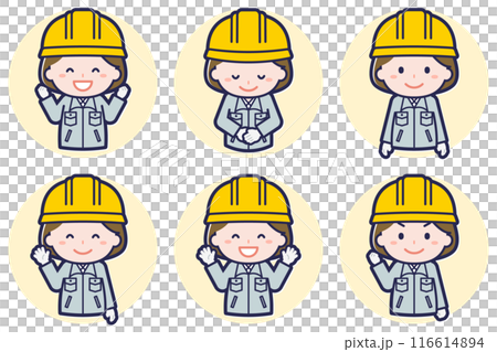 女建築工人姿勢set_02 116614894