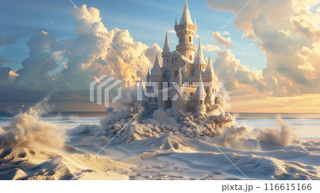 浜辺で作る砂の城 116615166