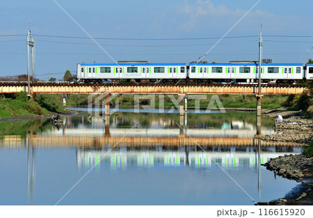 鉄道　私鉄：東武野田線　古利根川橋梁　埼玉県春日部市 116615920