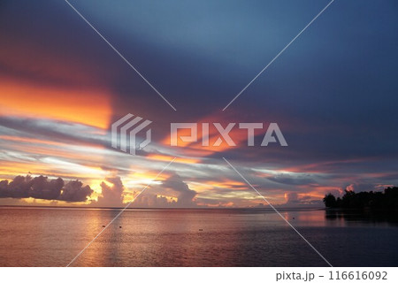 モーレア島の夕景 116616092