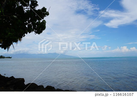 モーレア島から見るタヒチ島 モーレア島から見るタヒチ島 116616107