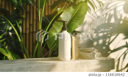 保湿剤の瓶の空白のラベルをモックアップ 保湿剤の瓶の空白のラベルをモックアップ 116616642