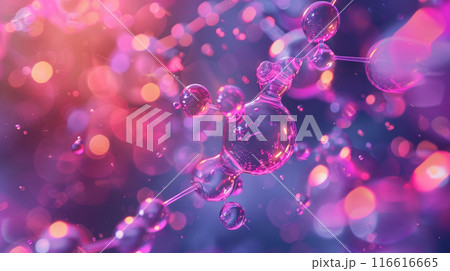 分子や原子、科学の抽象的な構造や医学的背景 分子や原子、科学の抽象的な構造や医学的背景 116616665