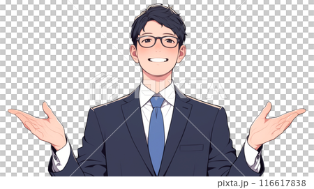 Illustration of a businessman raising his hand "AI generated image" 116617838