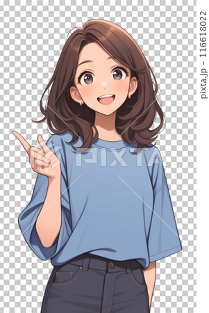 指を刺している女性のイラスト「AI生成画像」 116618022