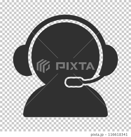 Icon of a person wearing a headset - Image of remote work, operator, broadcaster, gamer 116618341