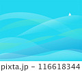 夏の海の波とヨットの全面青色の背景素材 116618344