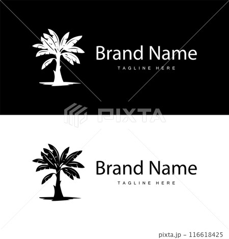 Banana Tree Logo, Tropical Fruit Plant Flat Silhouette Template Illustration Design Banana Tree Logo, Tropical Fruit Plant Flat Silhouette Template Illustration Design 116618425