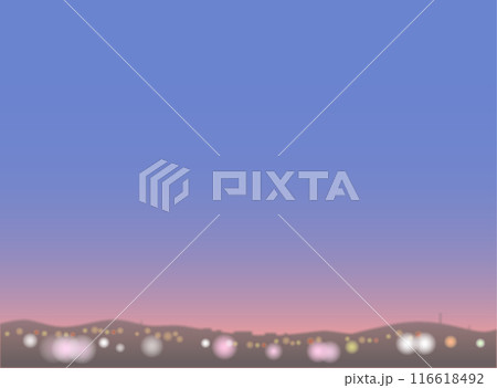 夏の夕暮れの遠景とイルミネーションの背景素材 夏の夕暮れの遠景とイルミネーションの背景素材 116618492