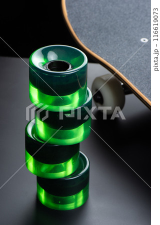 Green skateboard wheels 116619073