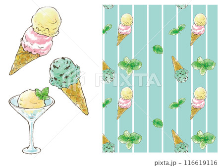 水彩風アイスクリーム 116619116