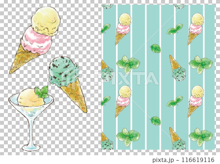 Watercolor ice cream 116619116