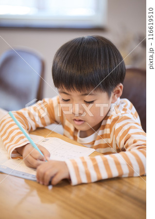 家で勉強する男の子 116619510