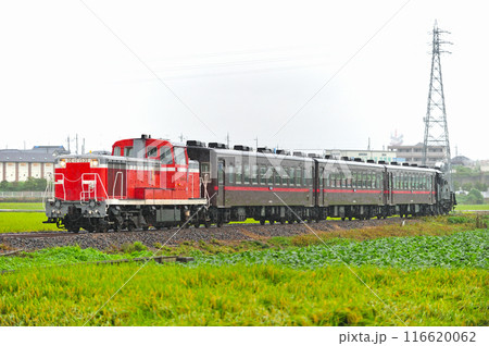 真岡鐵道　下館ー折本　DE10-1535＋50系＋C12-66 116620062