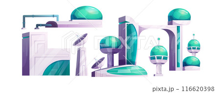 Outer space alien planet station buildings. Outer space alien planet station buildings. 116620398