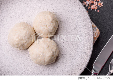 Delicious healthy steamed chicken cutlets or minced meatballs Delicious healthy steamed chicken cutlets or minced meatballs 116620899