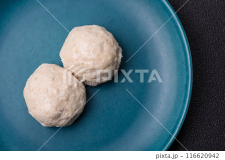 Delicious healthy steamed chicken cutlets or minced meatballs Delicious healthy steamed chicken cutlets or minced meatballs 116620942