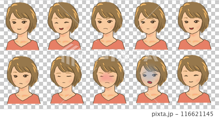 -年輕女子麵部表情變化 -年輕女子麵部表情變化 116621145