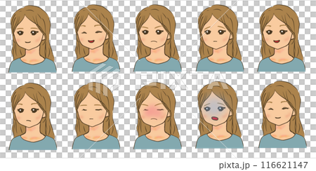 -Young woman facial expression variations 116621147