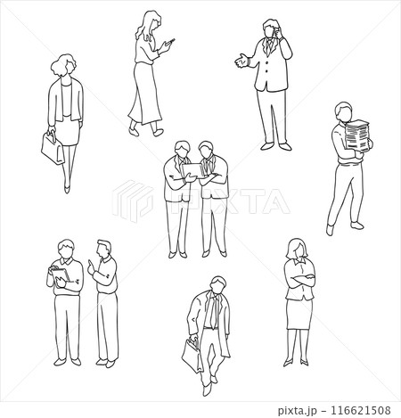 いろいろな人々のビジネス系イラストセット 白黒 いろいろな人々のビジネス系イラストセット 白黒 116621508