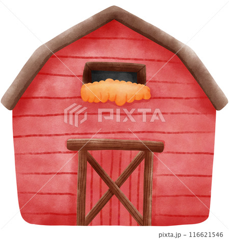 barn and house on a wooden fence barn and house on a wooden fence 116621546