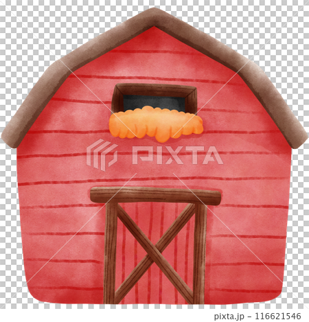 barn and house on a wooden fence barn and house on a wooden fence 116621546