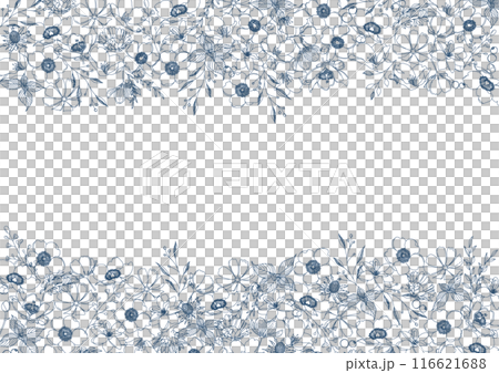 Beautiful floral line drawings, botanical frame material Beautiful floral line drawings, botanical frame material 116621688