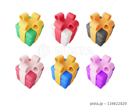 3D gift box set isolated. 3D gift box set isolated. 116622820